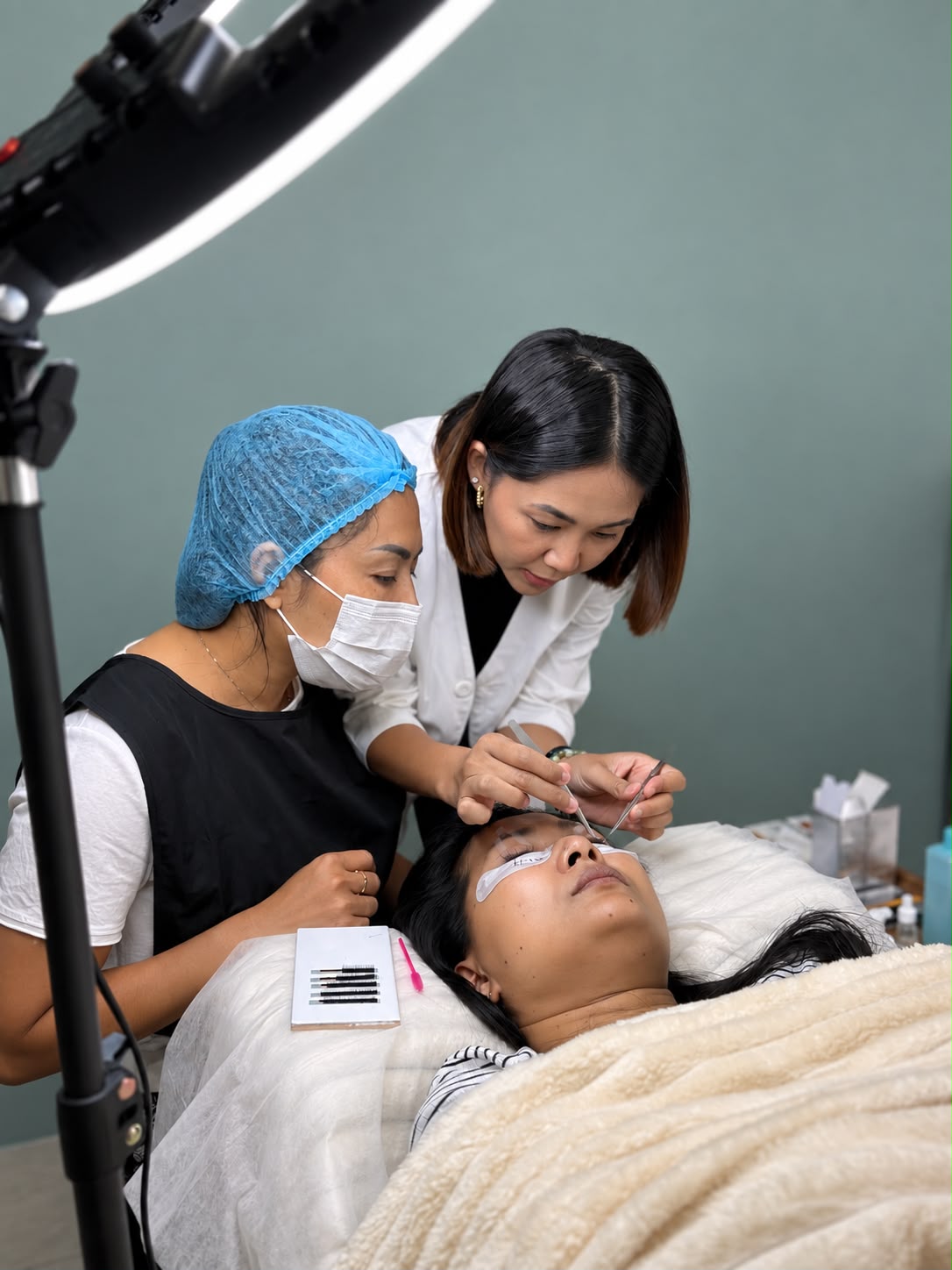 Lash extension studio training session